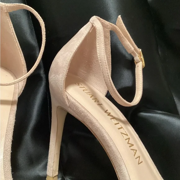 Stuart Weitzman “Nudest II” in Blush Pink Suede Ankle-Strap, Summer Heels 8 - Picture 3 of 9